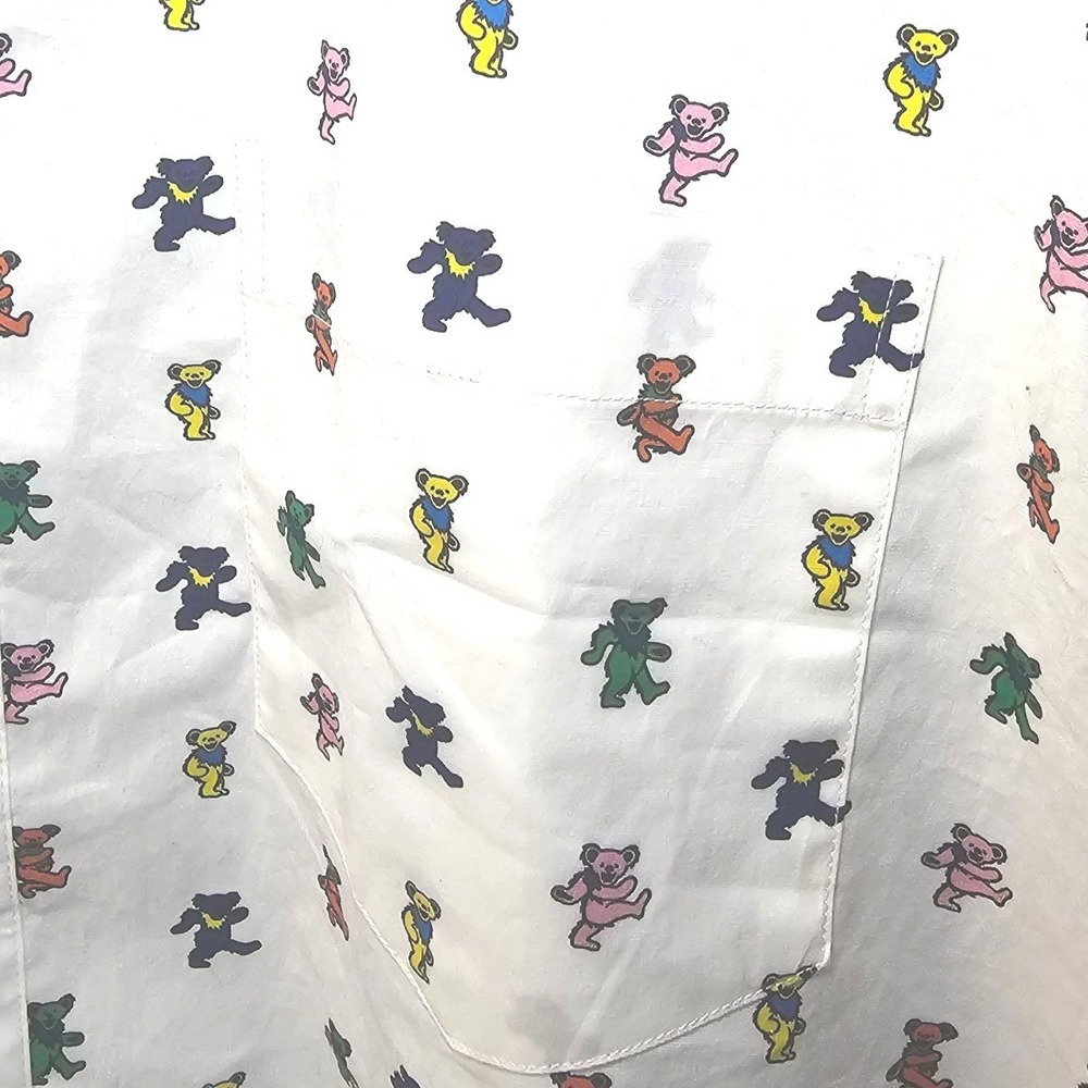 SEC 119 Grateful Dead Dancing Bears Shirt Mens XL White Short Sleeve Button Down - Picture 11 of 11